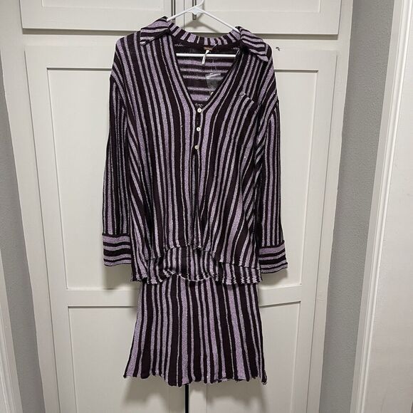 Free People Beach Bash Sweater Set Chocolate Plum Combo Size S Small $198 NWOT - Picture 8 of 12